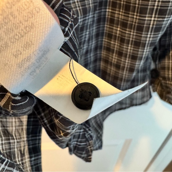 Nili Lotan Black Plaid Vivian Shirt Cotton Ruffle Collar Button Up | M - Picture 9 of 9